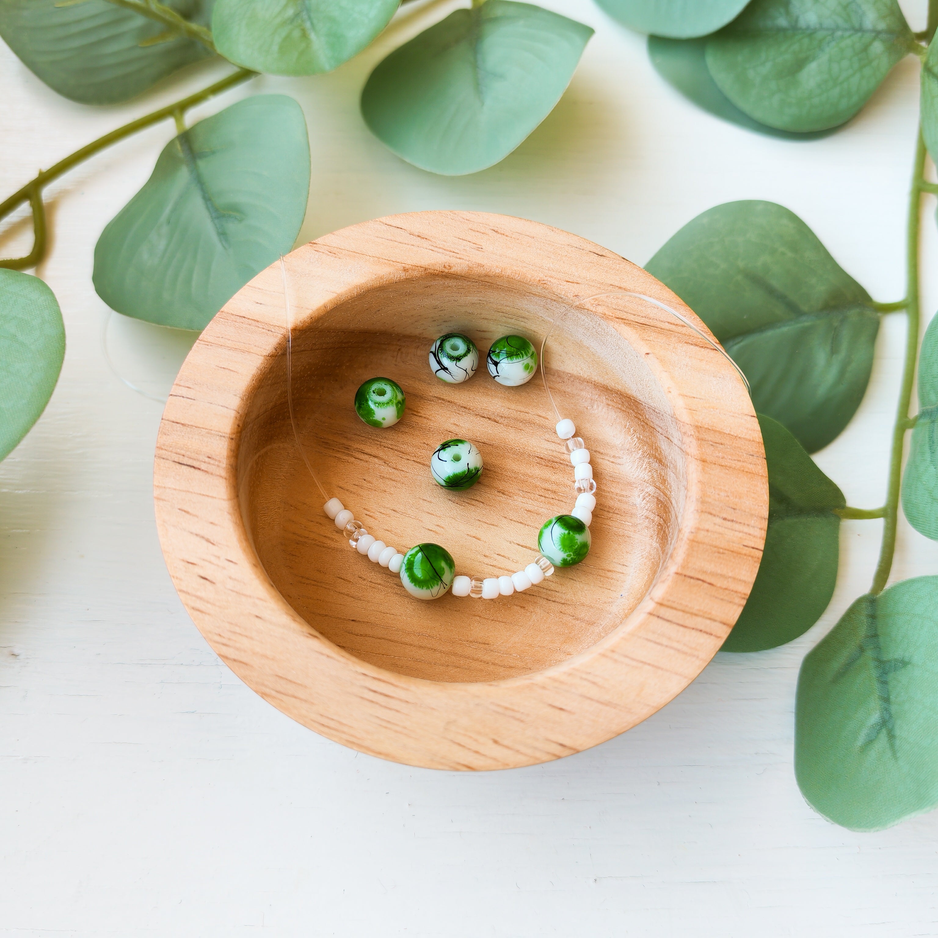 Green & White Mosaic - Extra Beads