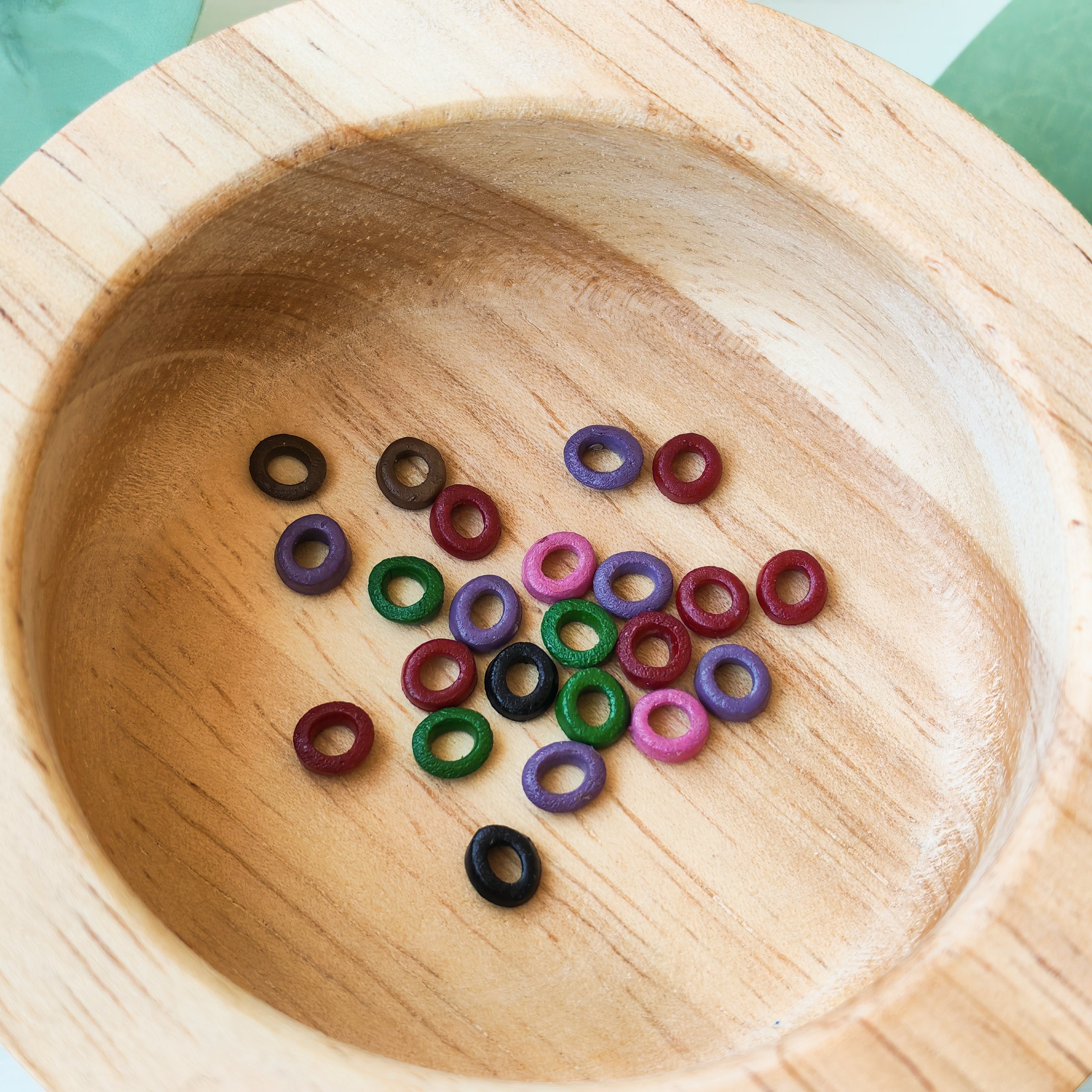 Wooden Multicolor Rings - Extra Beads